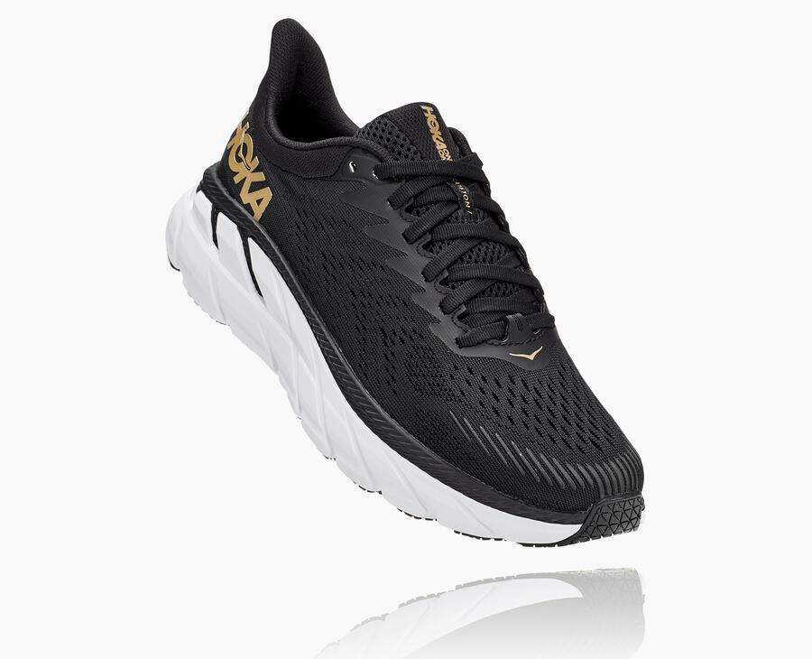 Hoka One One Clifton 7 Löparskor Dam - Svarta/Vita - AQCVS-0239